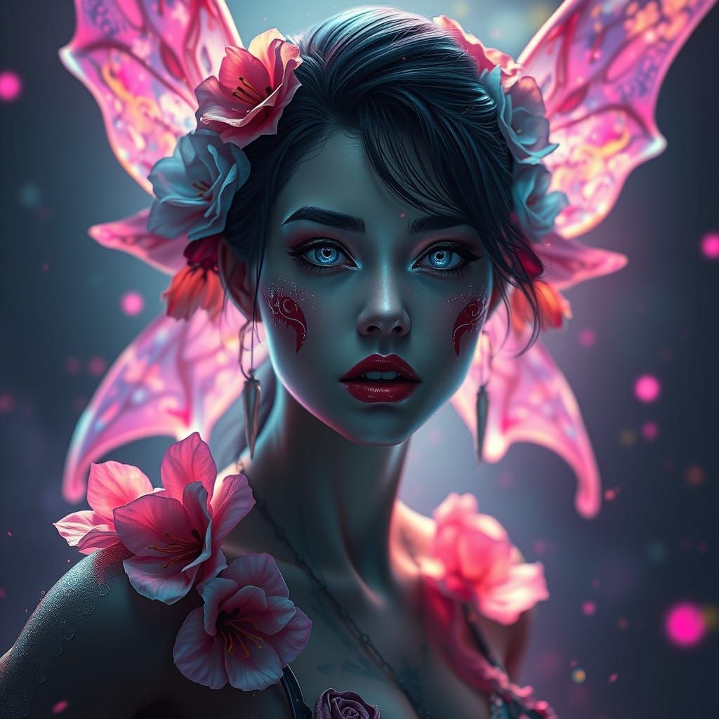 Vibrant Flower Fairy Concept Art in Triadic Colors
