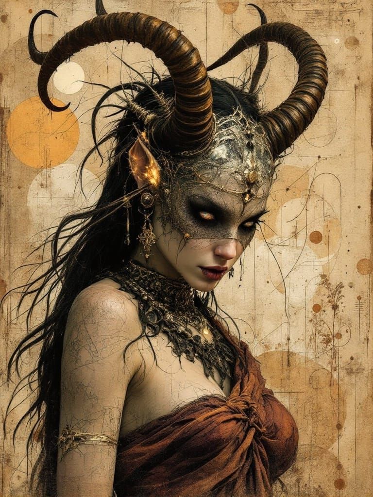 Ethereal Nox-Portrait of a Satyra Lady in Utraean Style