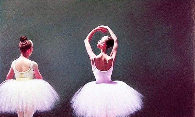 Beautiful Ballerina Mid-Air in Impressionist Style