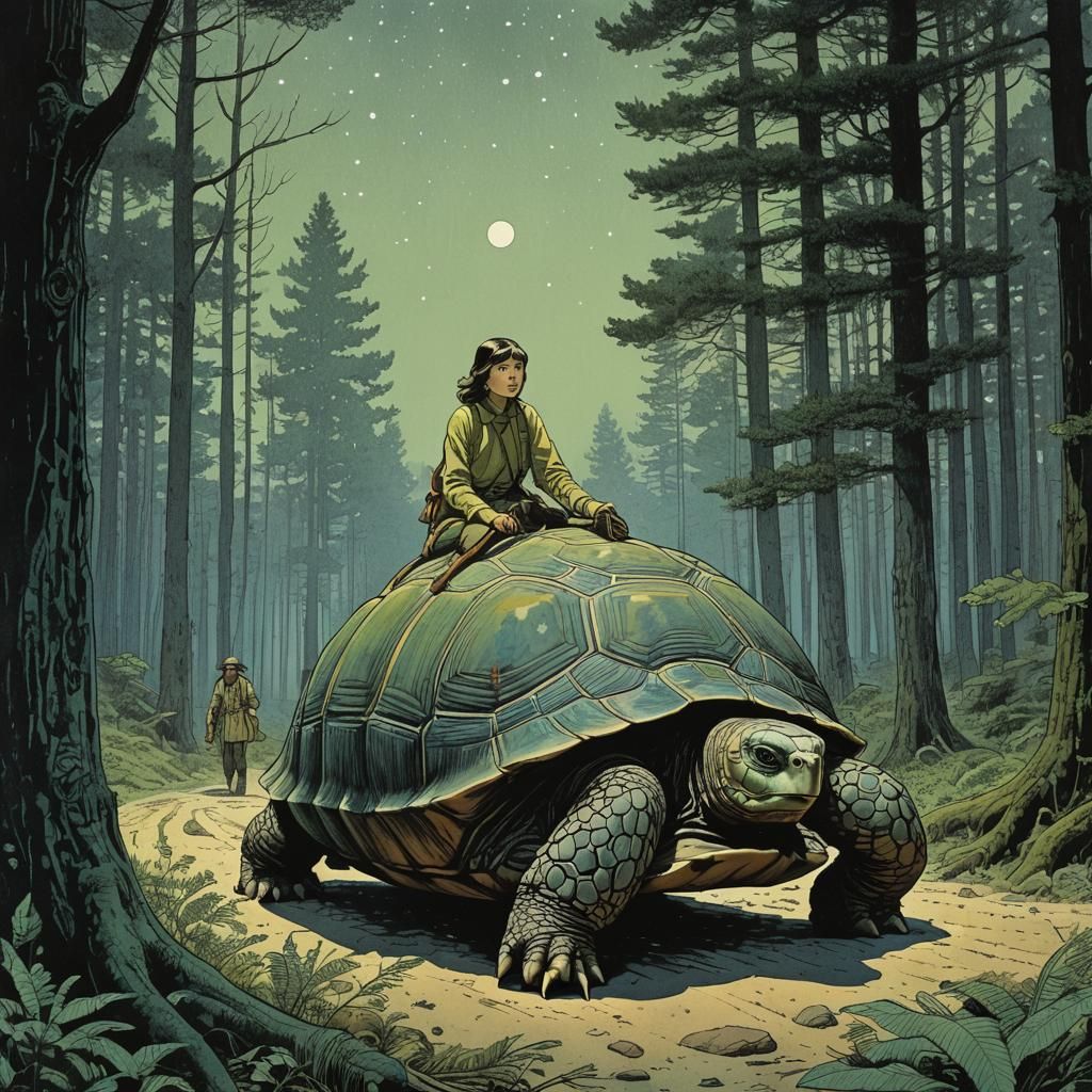 Starry Forest Tortoise: Intaglio, Zentangle, Spy Movie