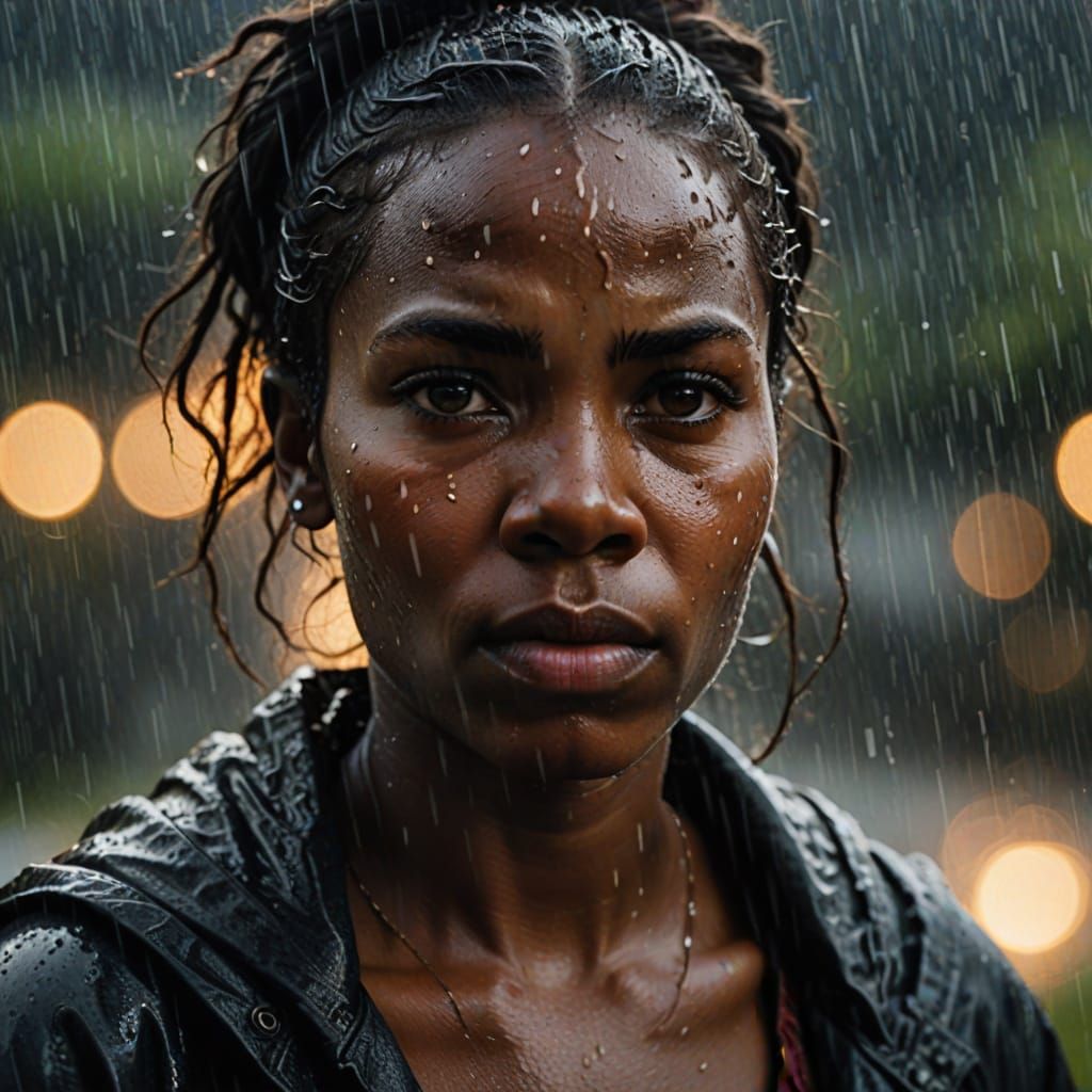 Stormy Portrait of an African Woman in Cinematic Style