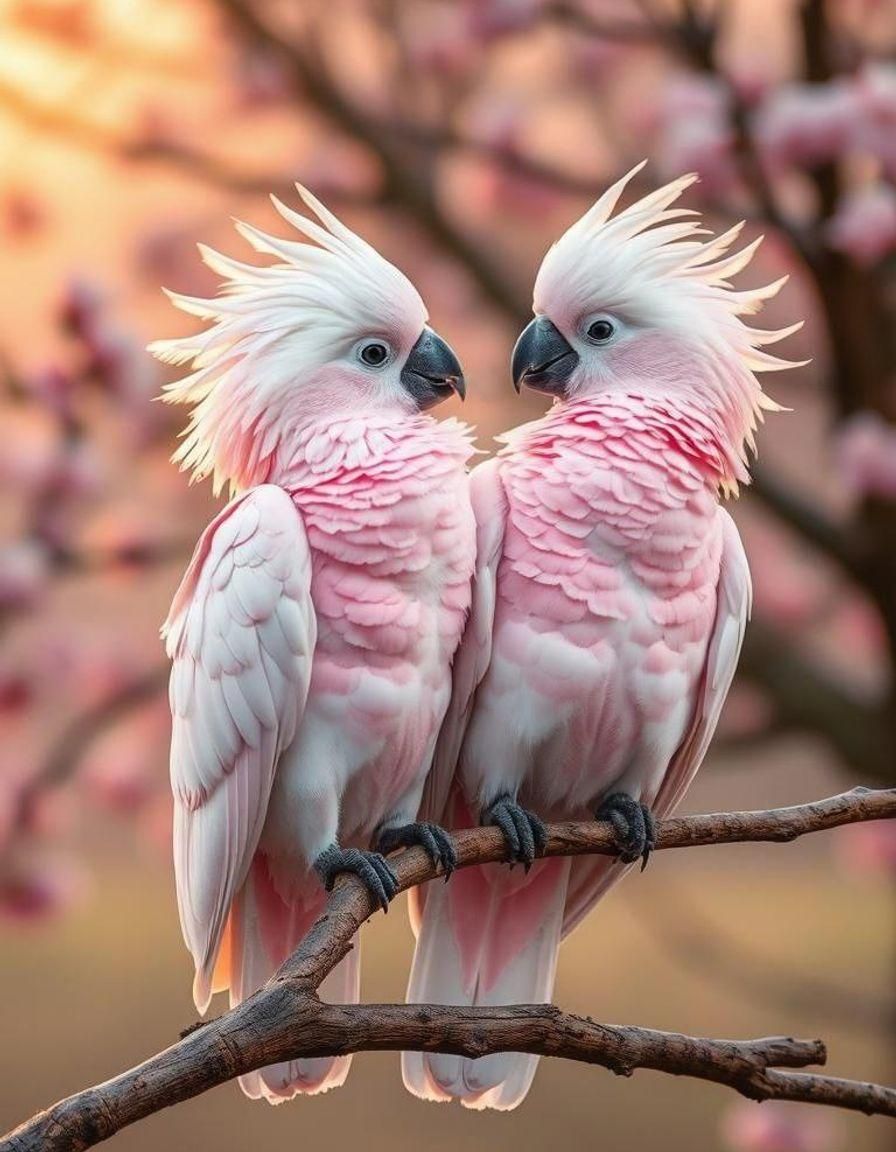 Pink animals, Pair of Major Mitchell’s Cockatoos