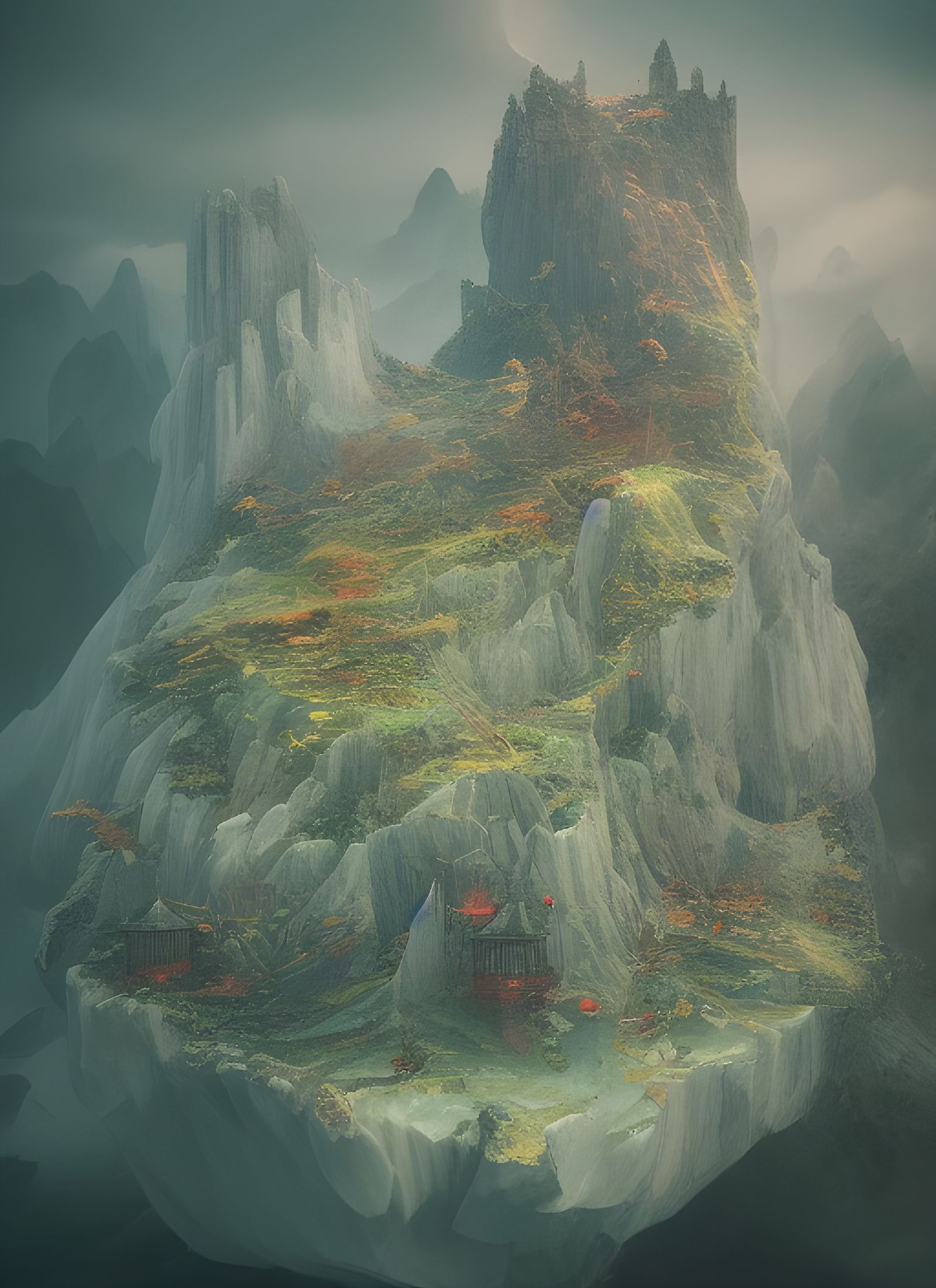 Detailed Fantasy Map with Impressionistic Surrealism