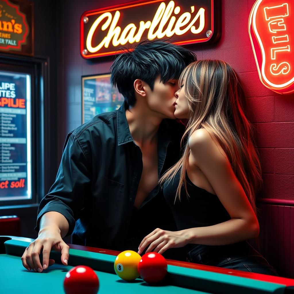 Hyperrealistic Photo of Two People Kissing