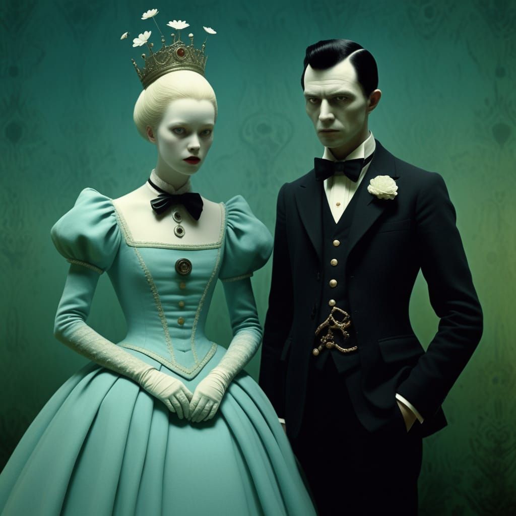 Surreal Dark Fairytale Couple in Dystopia
