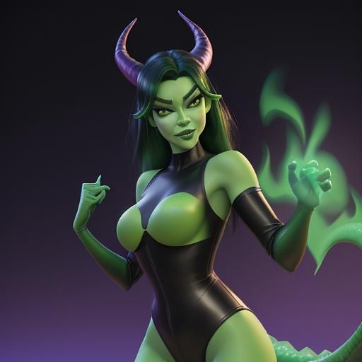 Shego as Dragon Hybrid, 3D Digital Art