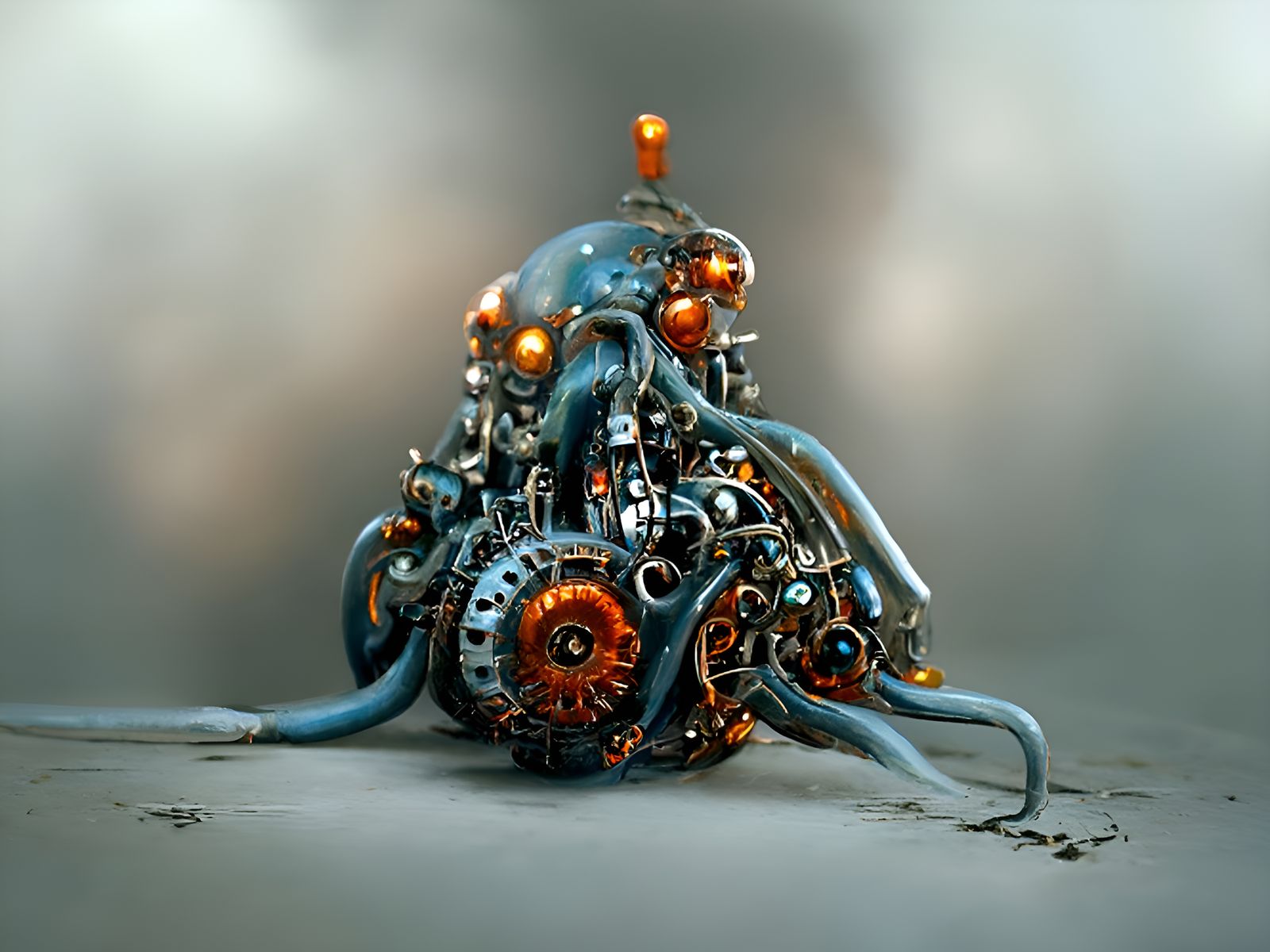Mechanically Enhanced Octopus in Cyberpunk Style