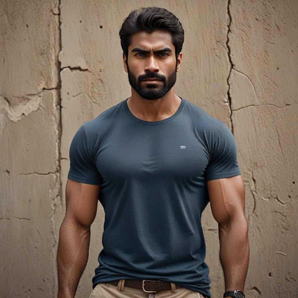 Chiseled South Asian Male Figure in Relaxed Confidence