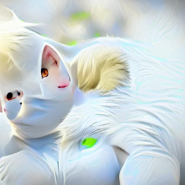 Adorable White Cat Anime Character in 8k