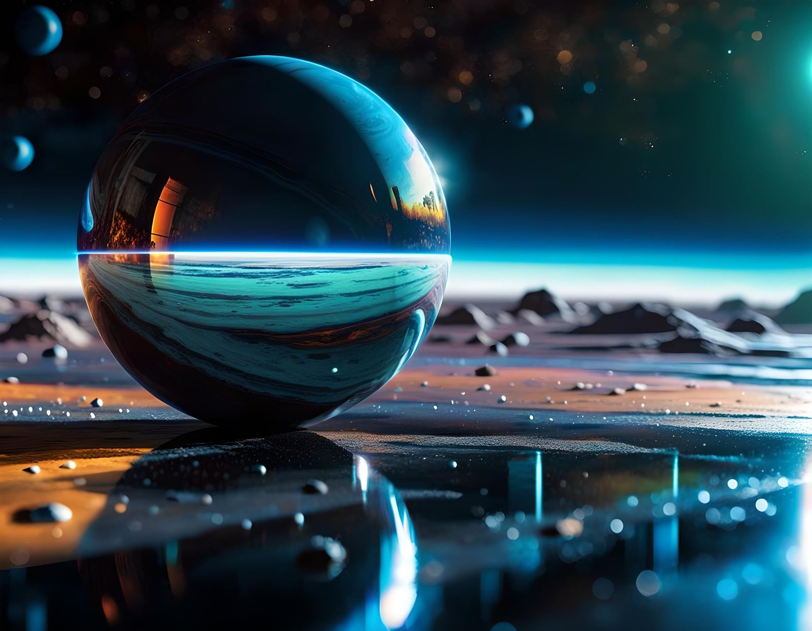 Cosmic Mothership Approaches Exoplanet in Starry Cosmos