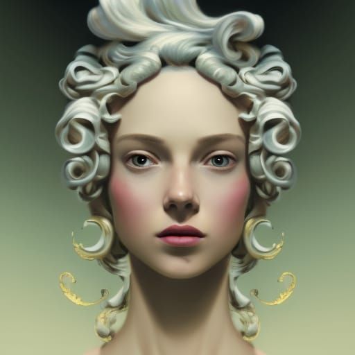 Baroque Lady with Flowers and Gems, Digital Portrait