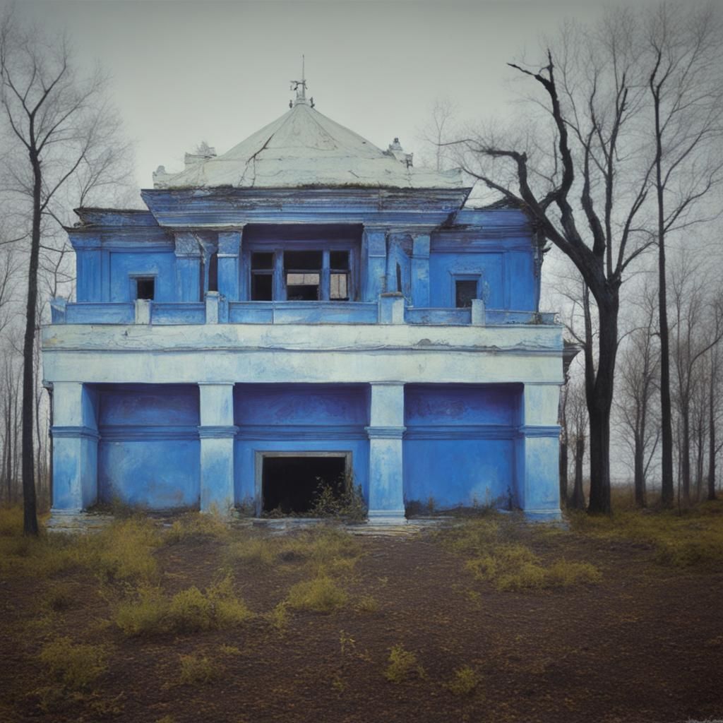 Abandoned Temple in Style of Serebriakova and Warhol