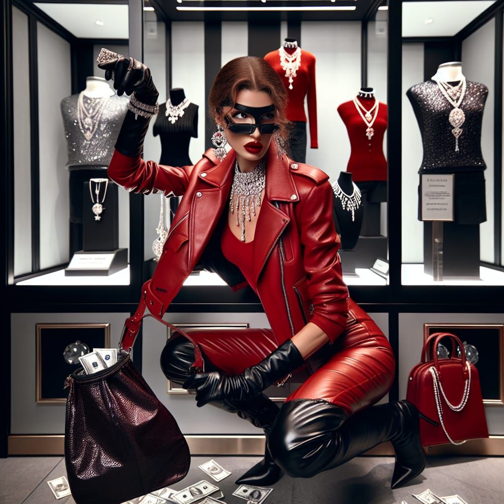 Stealthy Female Santa in Cyberpunk Heist