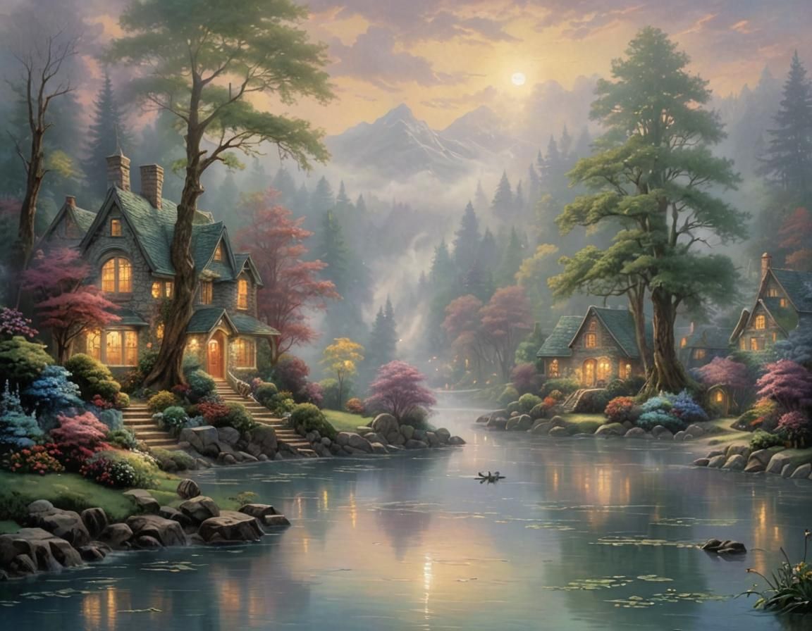 Ethereal Lake Mist in Hyperdetailed Fantasy Style