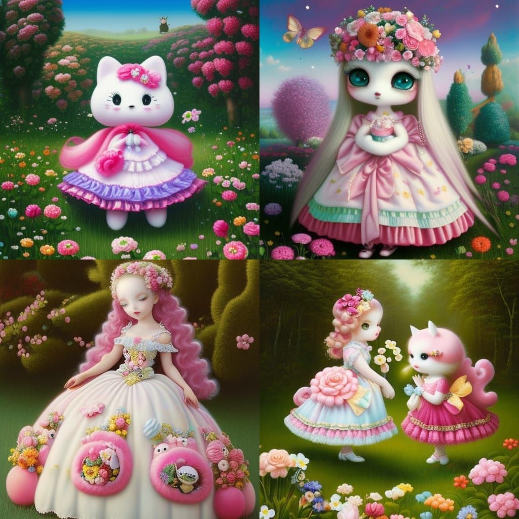 Sanrio Characters in Rococo Dress, Pop Surrealism