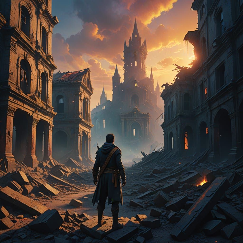 Ruined City: A Fantasy Concept Art in Triadic Colors