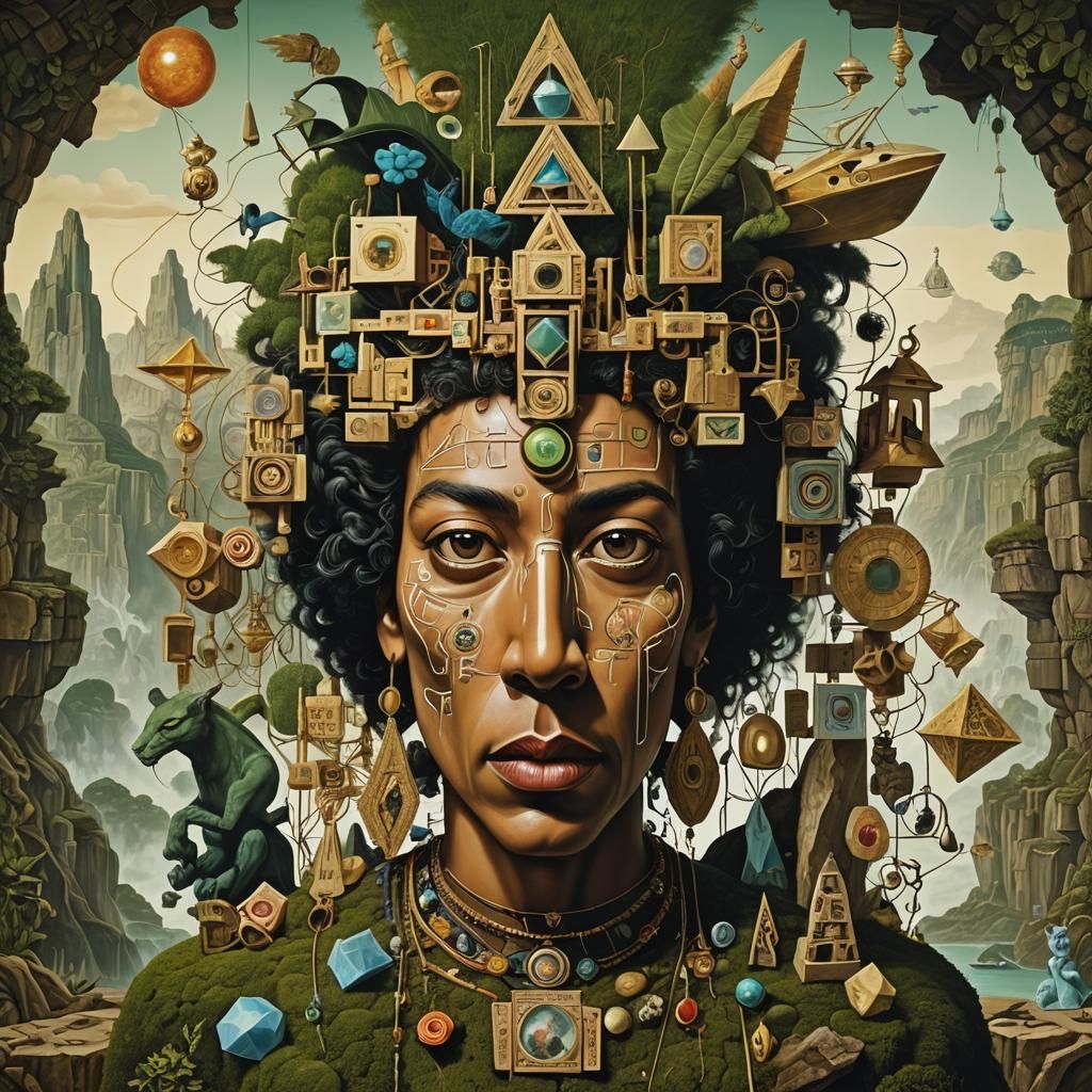 Aztec Surrealism: Sphinx Pendant in Salvador Dali Style