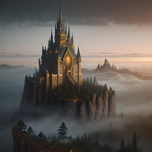 Elf Castle in Mystical Forest: Digital Matte Painting