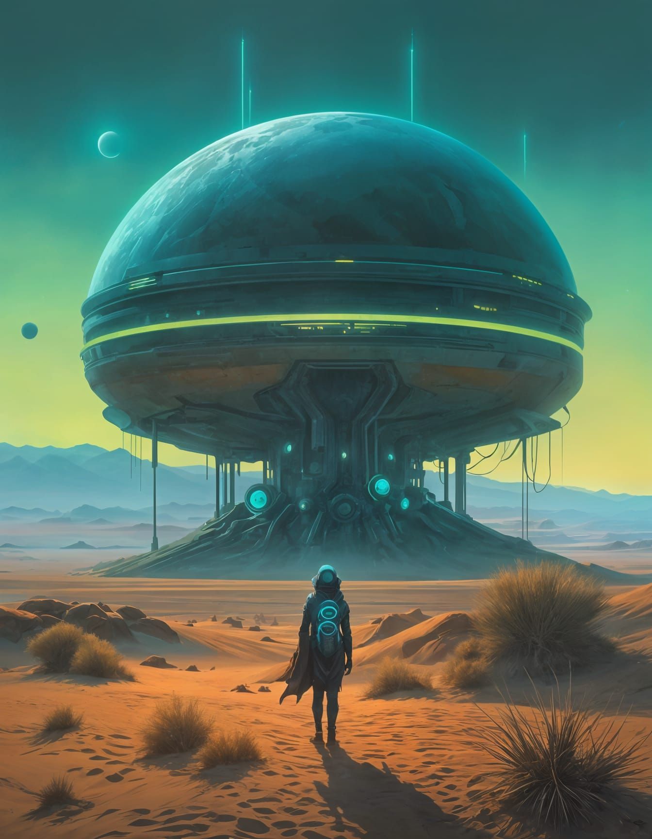 Cyberpunk Nomad Woman on Alien Planet