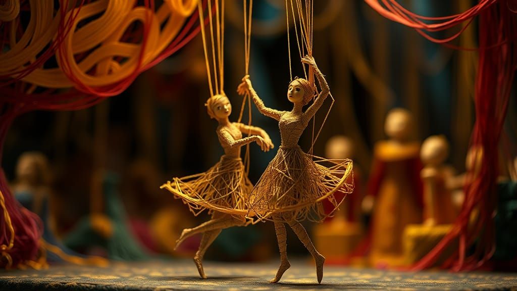String Puppet Dancers in Stop-Motion Style