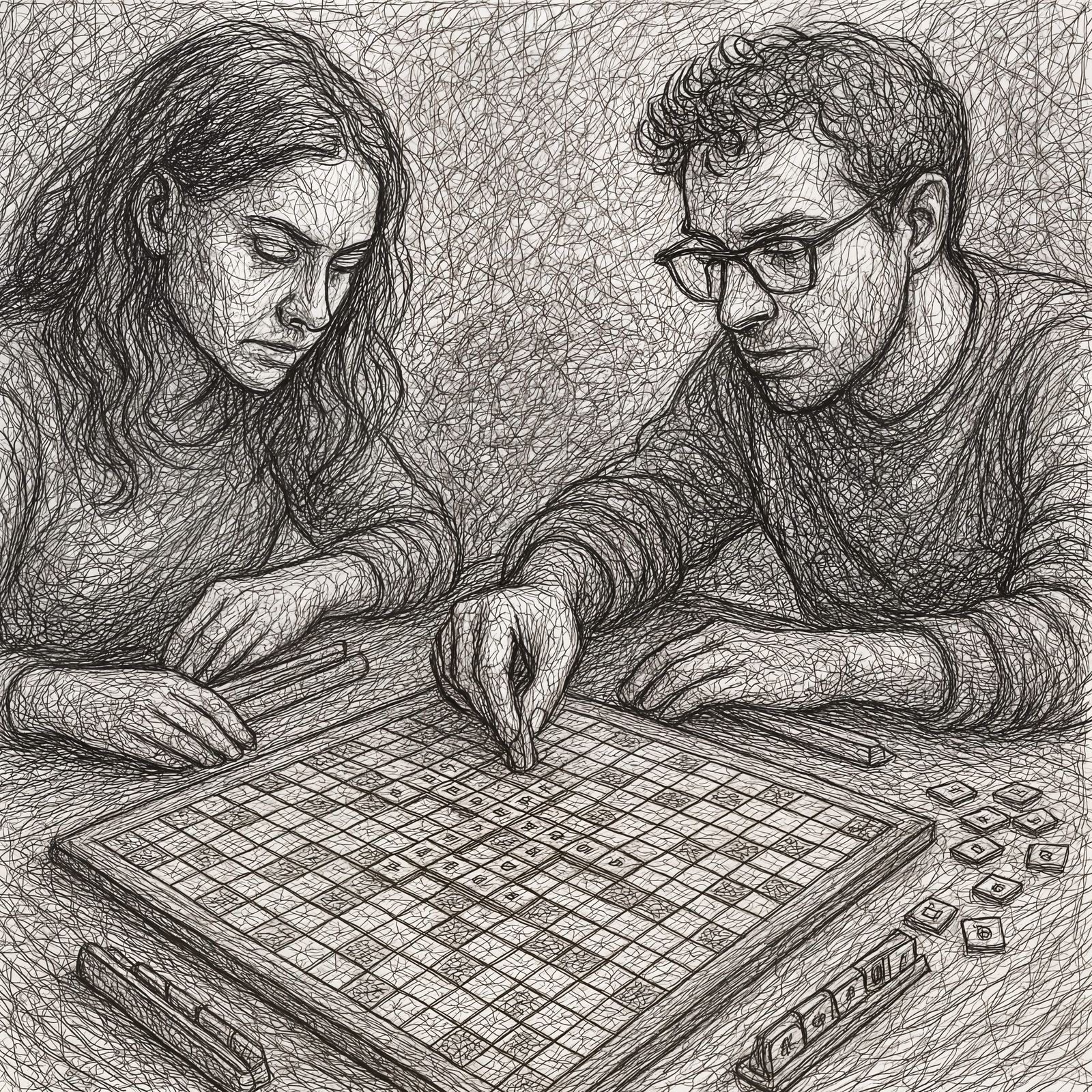 Detailed Scribble Art of Scrabble Game