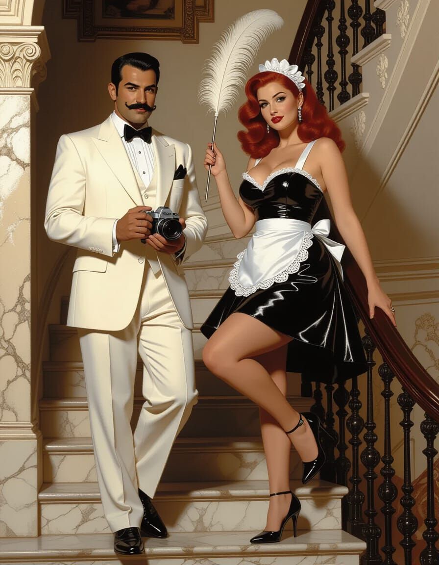 Arab Gentleman's Surreal Encounter: An Oil Painting