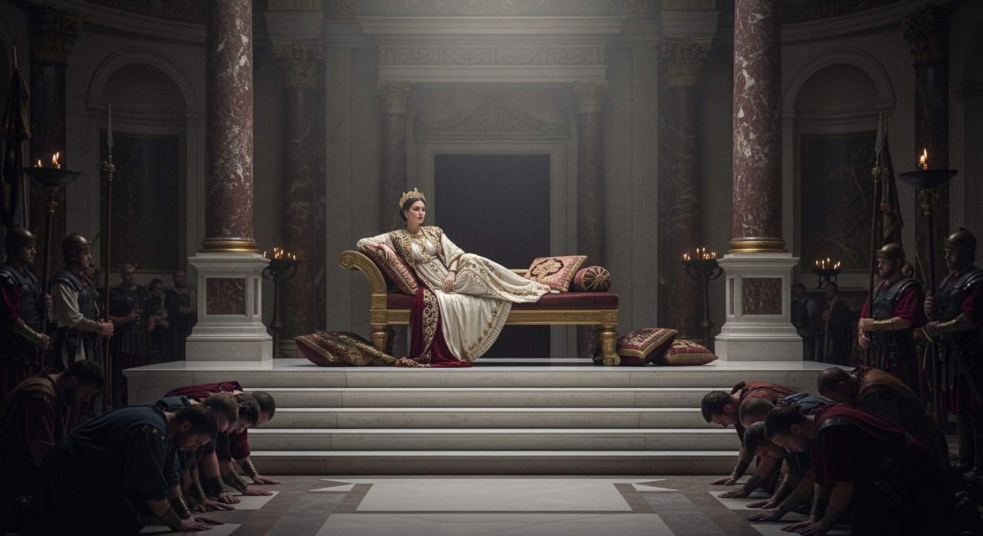 Roman Empress in Palace Throne Room, Photorealistic Style
