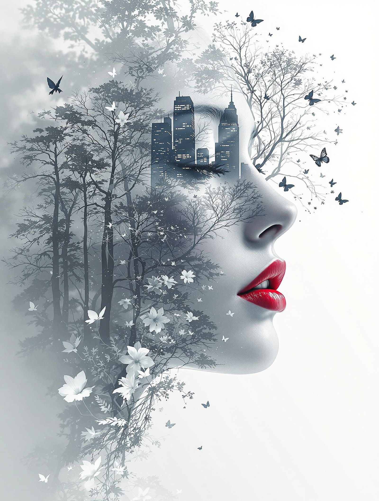 Nature Spirit Blossoms in City Dreamscape