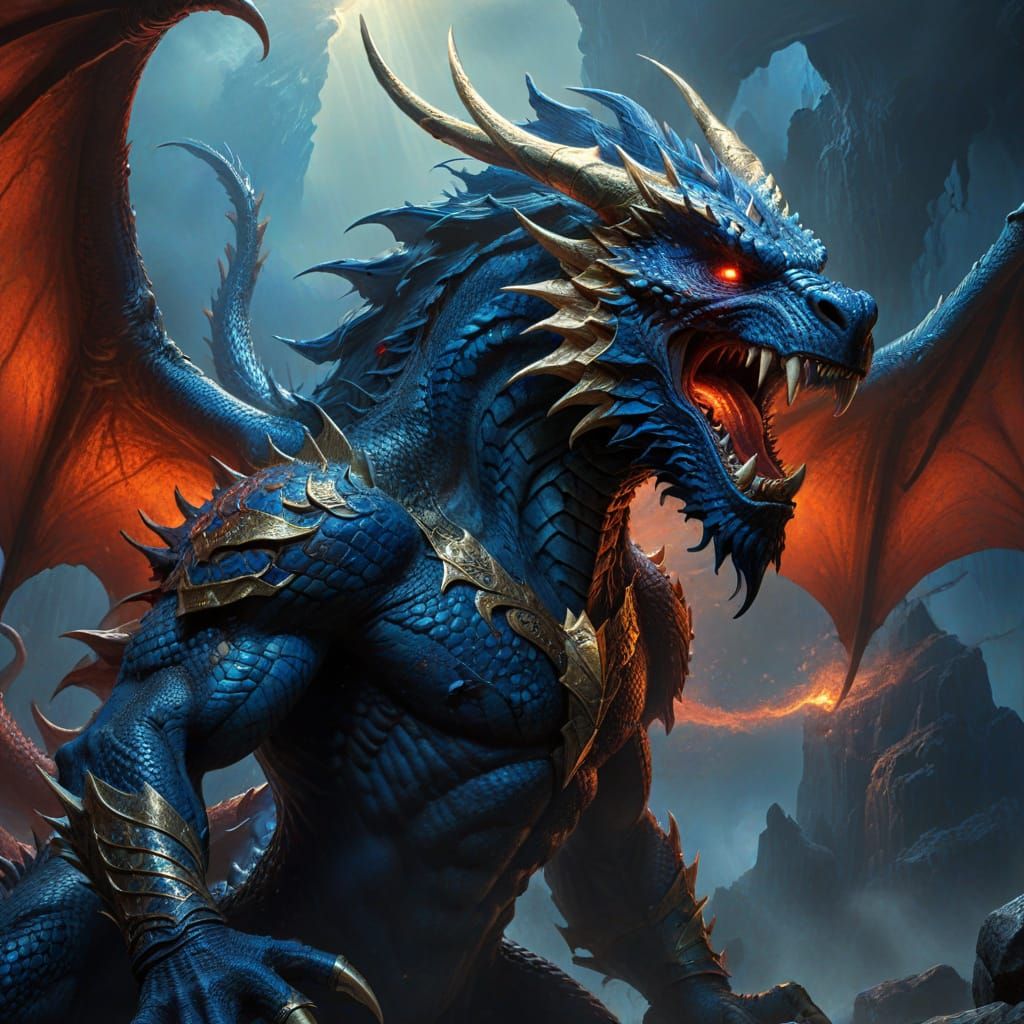 Epic Battle Between Red Dragon and Blue Dragon