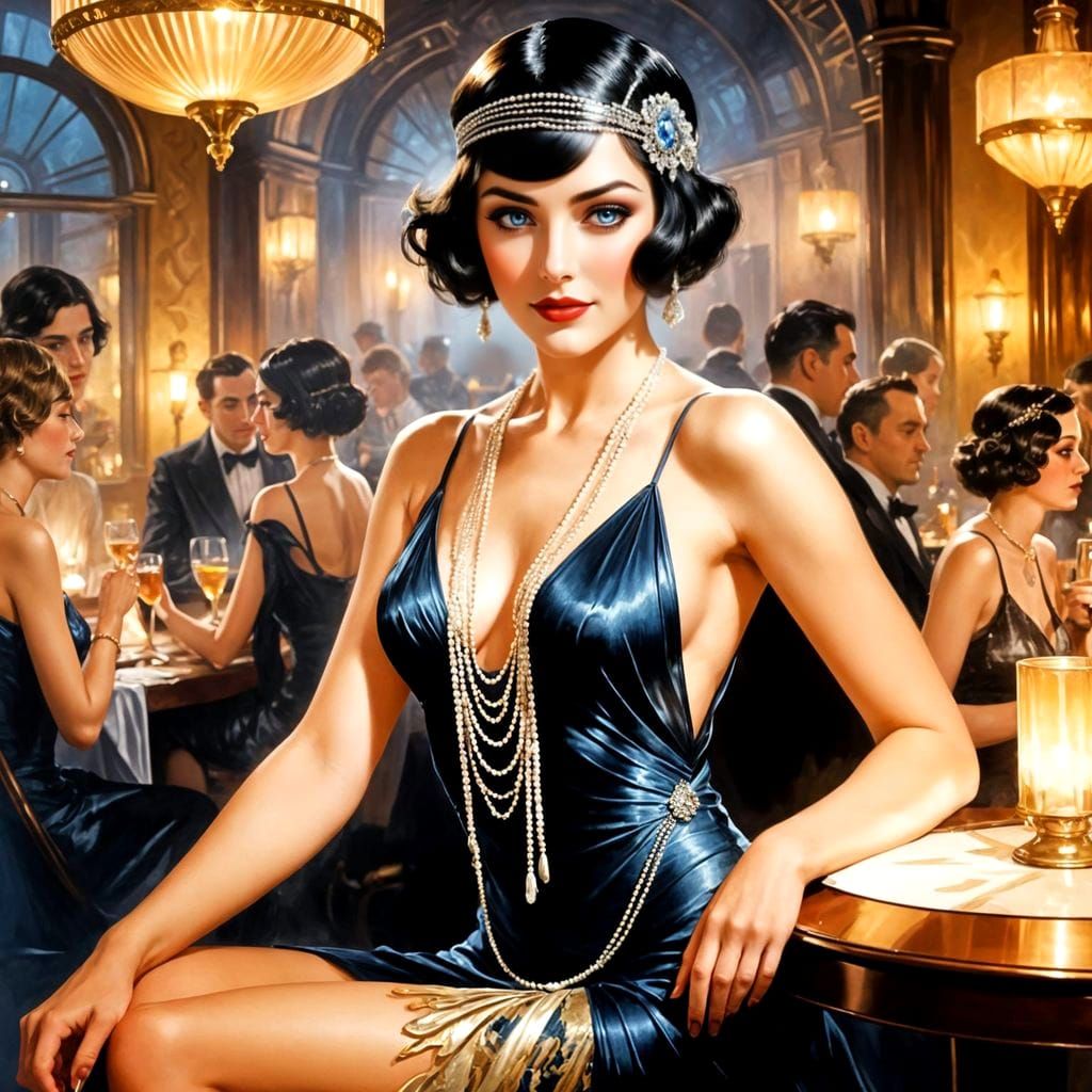 Flapper Goddess in a Vintage Speakeasy