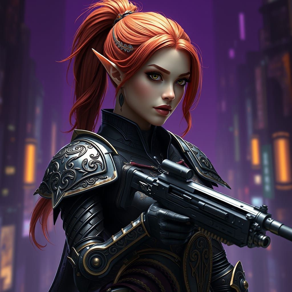 Eldar Sniper in Art Nouveau-Inspired Armor