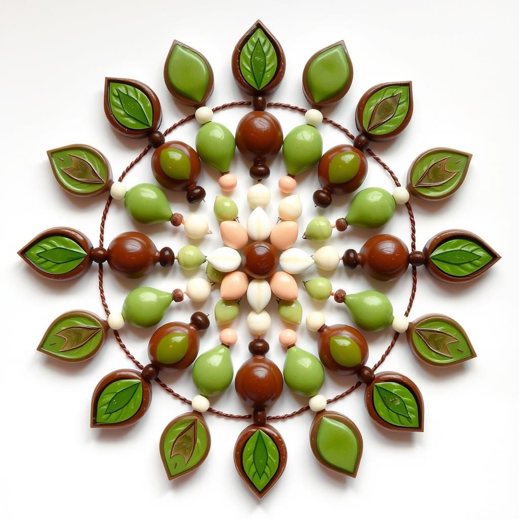Mandala Created from Chocolate and Mint Candies