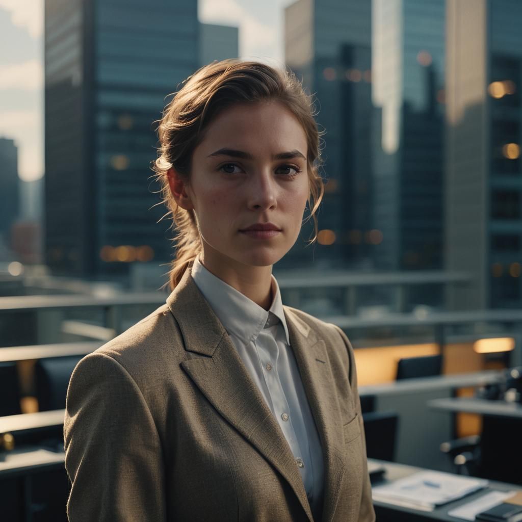 Confident Young Professional in Modern Office: Cinematic Fil...