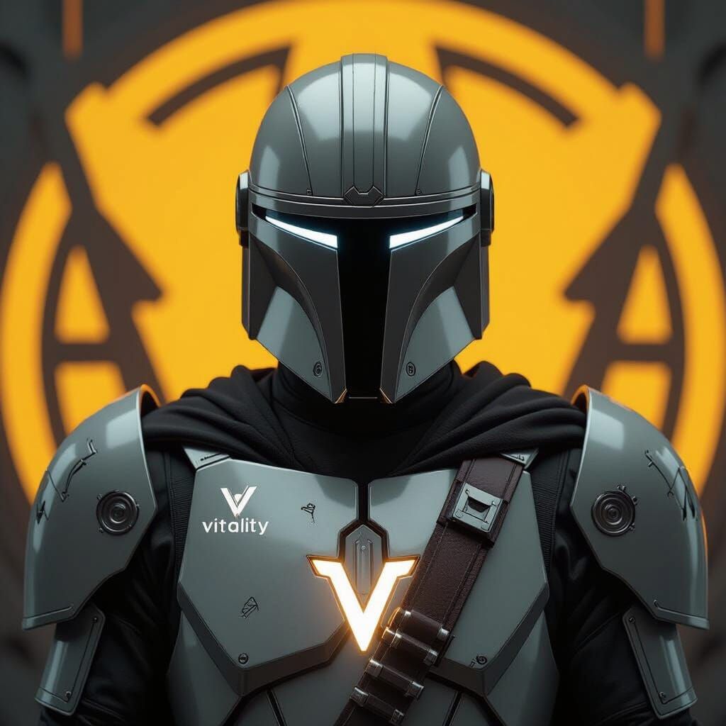 Futuristic Knight Armor with White Eye Glow and Mandalorian ...