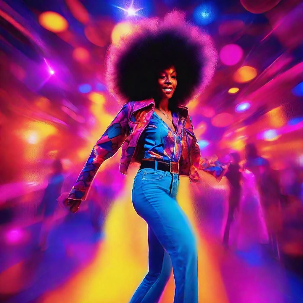 Vibrant Funk Art of a Woman Dancing in Disco