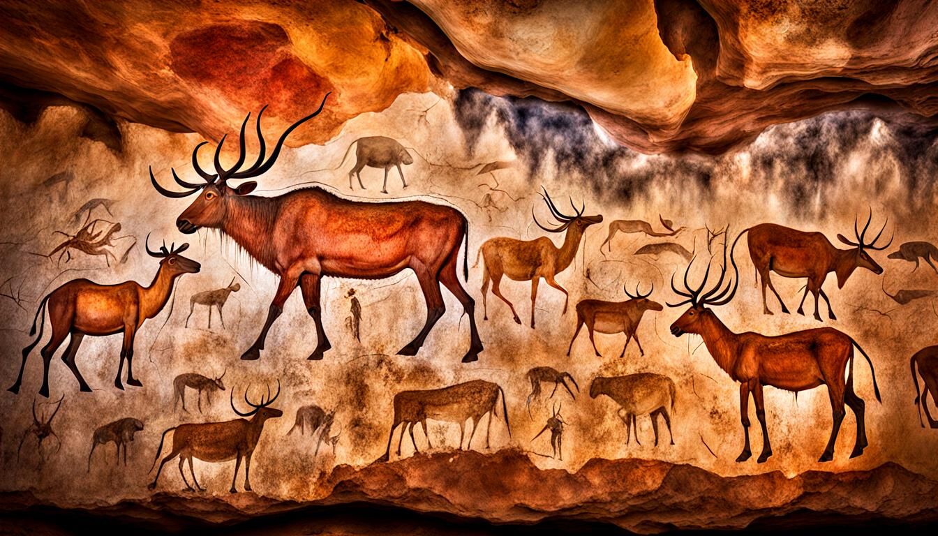 Prehistoric Cave Paintings in Abstract Style