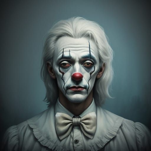 Surreal Clown Ghost in Abandoned Circus Tent