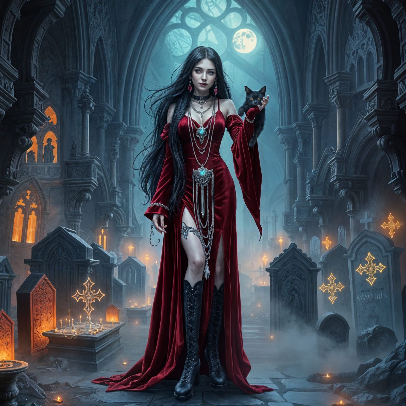 Gothic Sorceress in Bone Cathedral