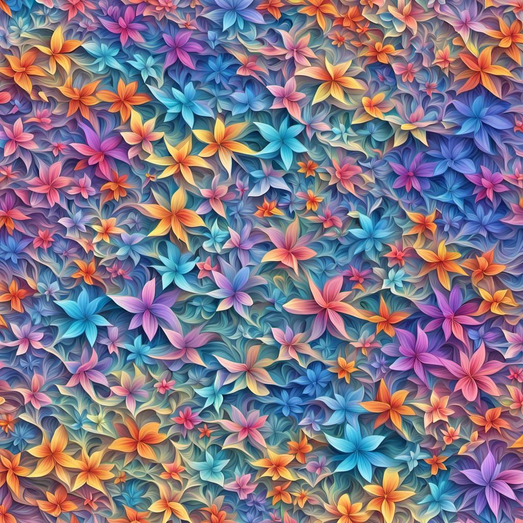 Abstract Fractal Flowers in Zentangle Style