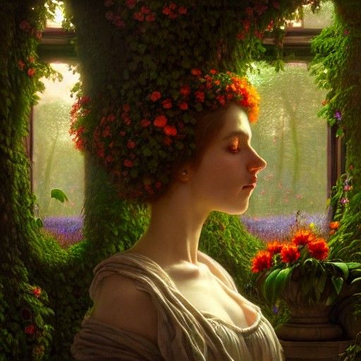 Beautifully Lit Flower Woman in Hyperrealistic Style