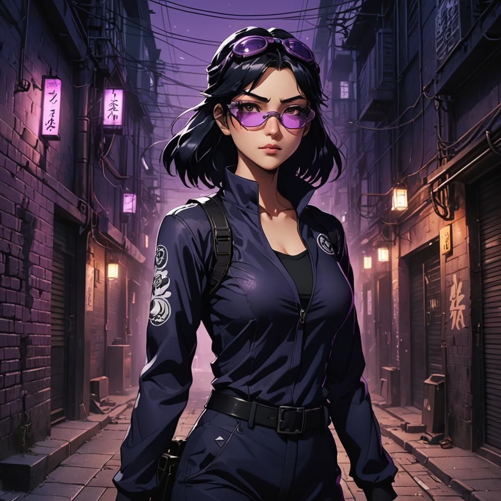 Elegant Eastern Enigma in Smoky Alleyway