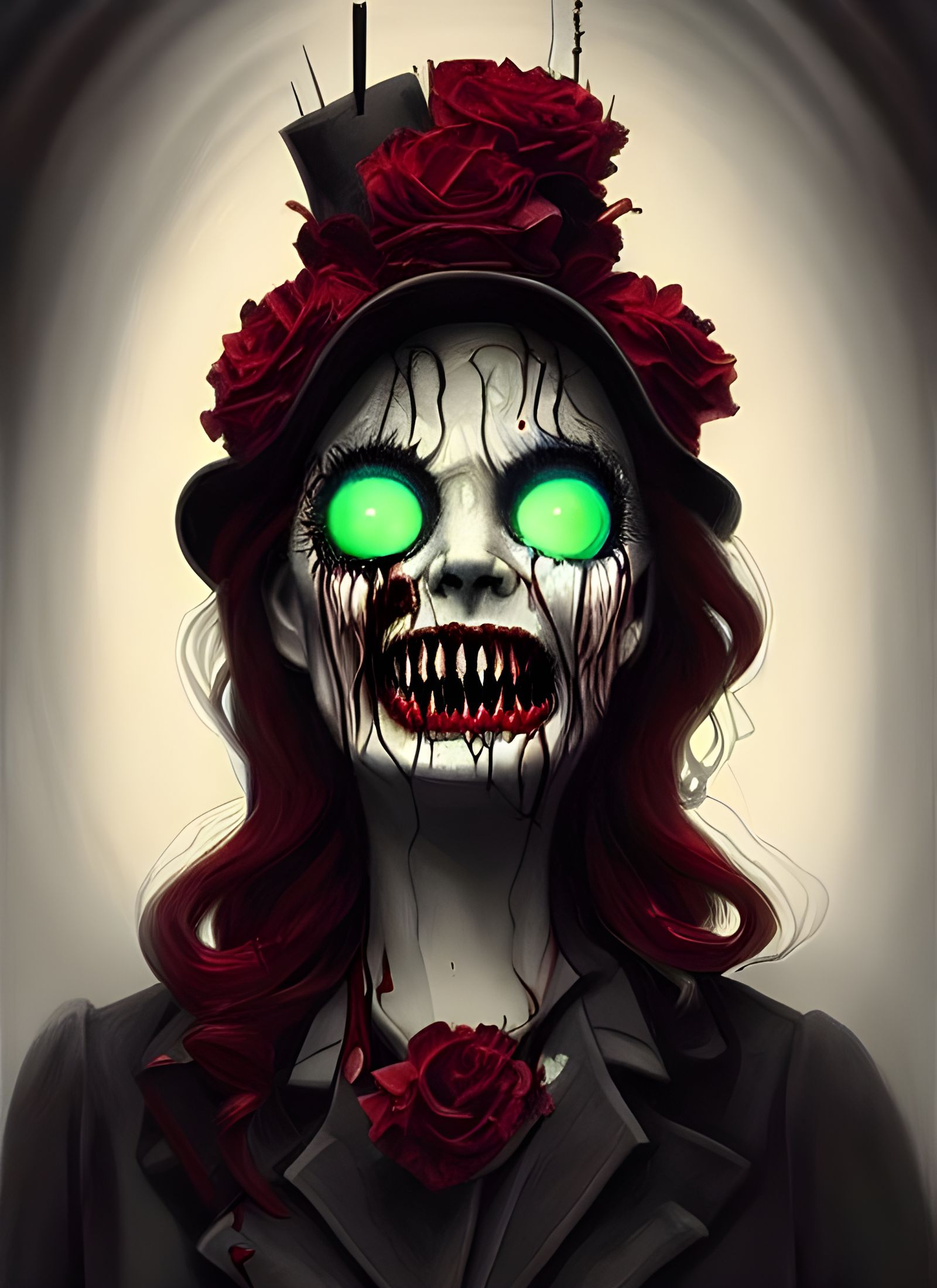 Eldritch Nightmare with Glowing Eyes in Gouache Style