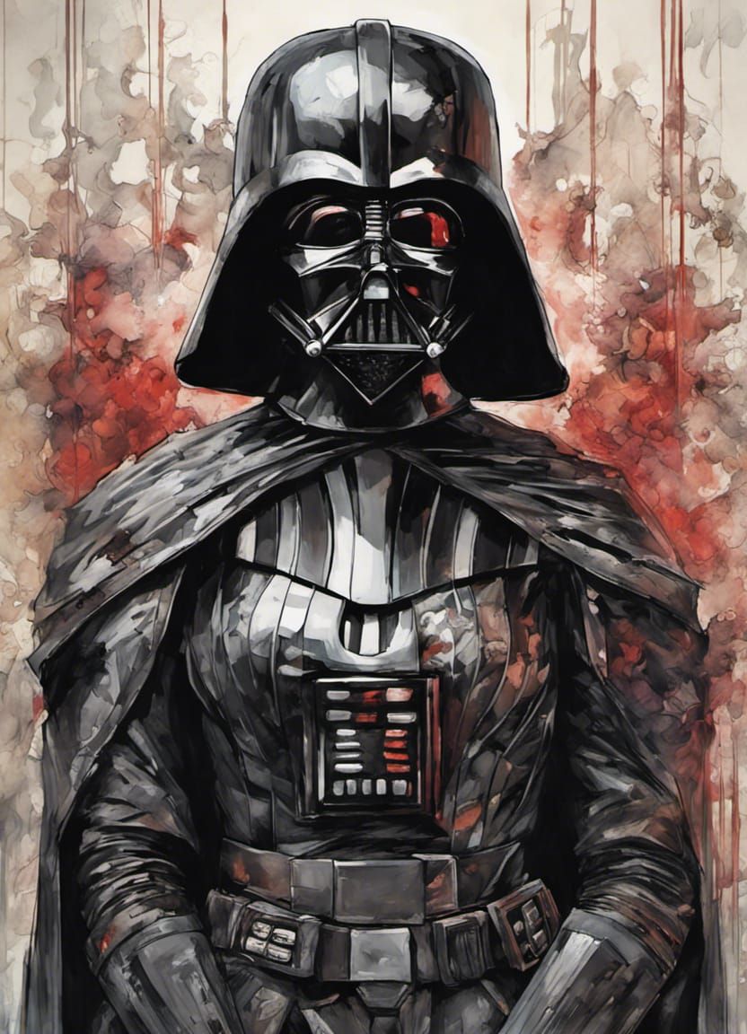 Female Darth Vader Portrait in Black Armor
