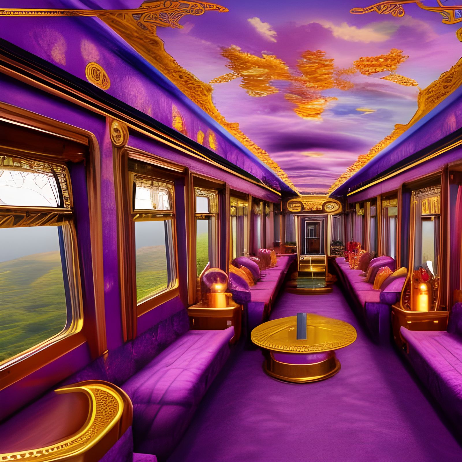 Opulent Hawaiian Train Car in Detailed Digital Art