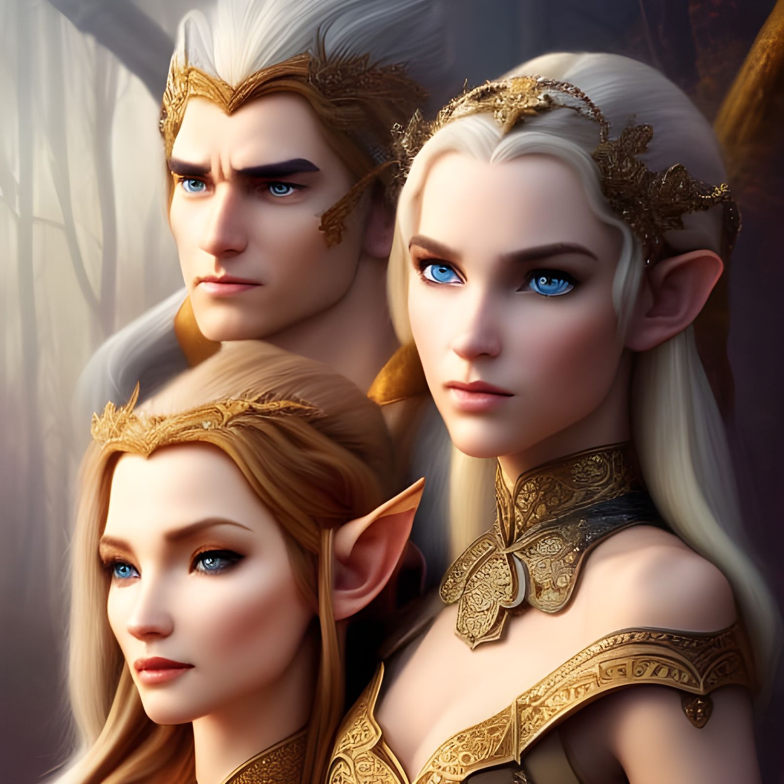 Intricate Elf Couple Portrait in Hyperrealistic Style