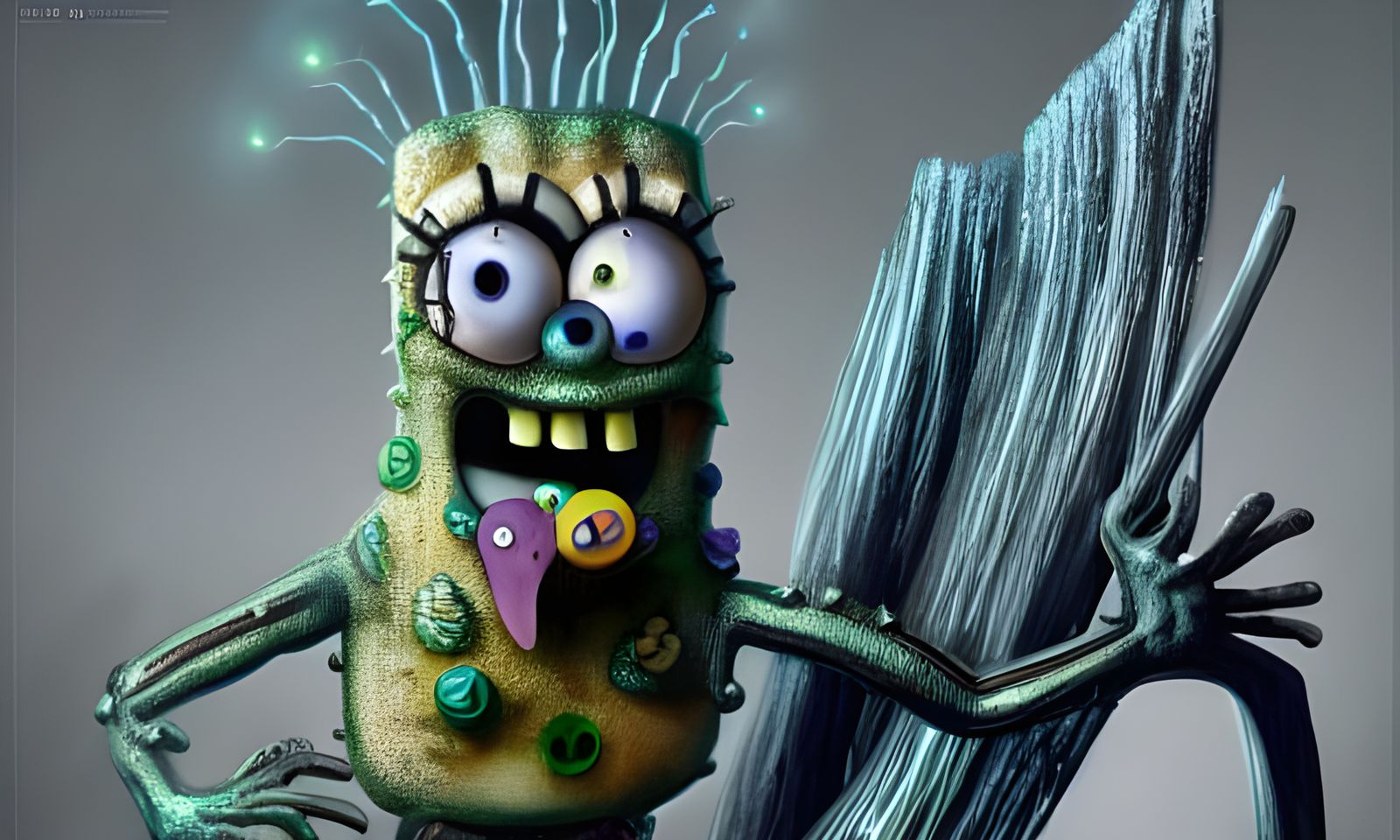 SpongeBob Horror Creature Design in Giger Style