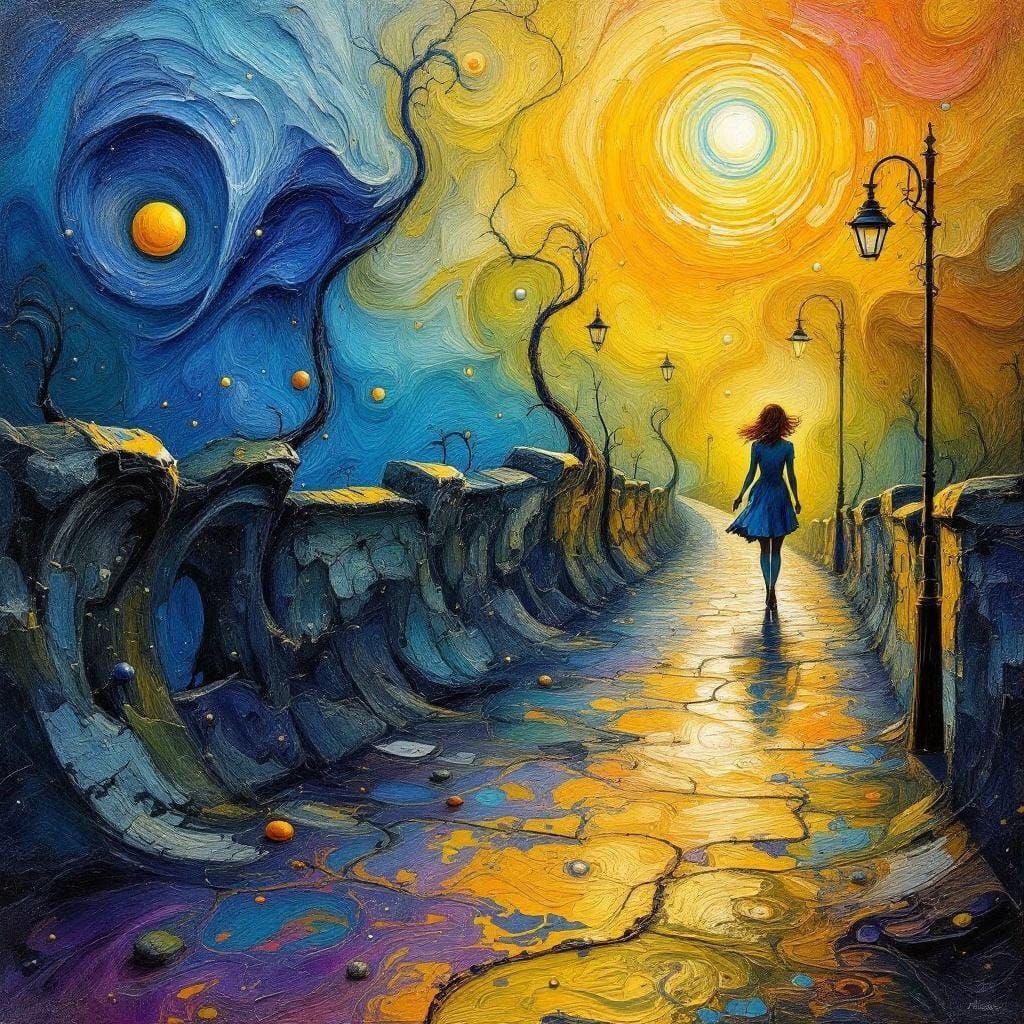 Surrealist Dreamscape with Van Gogh-Inspired Brushstrokes