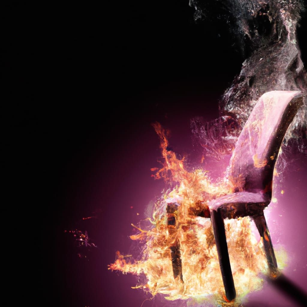 Spontaneous Combustion on Chair: A Surreal Image