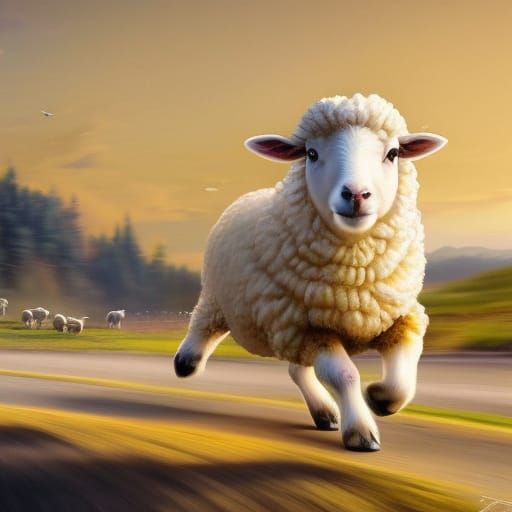 Running Sheep Concept Art in 8K Resolution