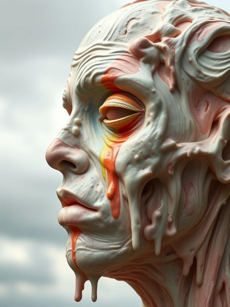 Haunting Rainbow Sculpture in Surreal Creamy Style